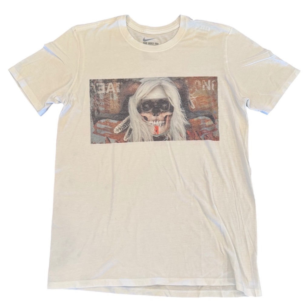 Nike The Nike Tee Mens Medium White Graphic Skull Blonde Hair Tri-Blend T-Shirt